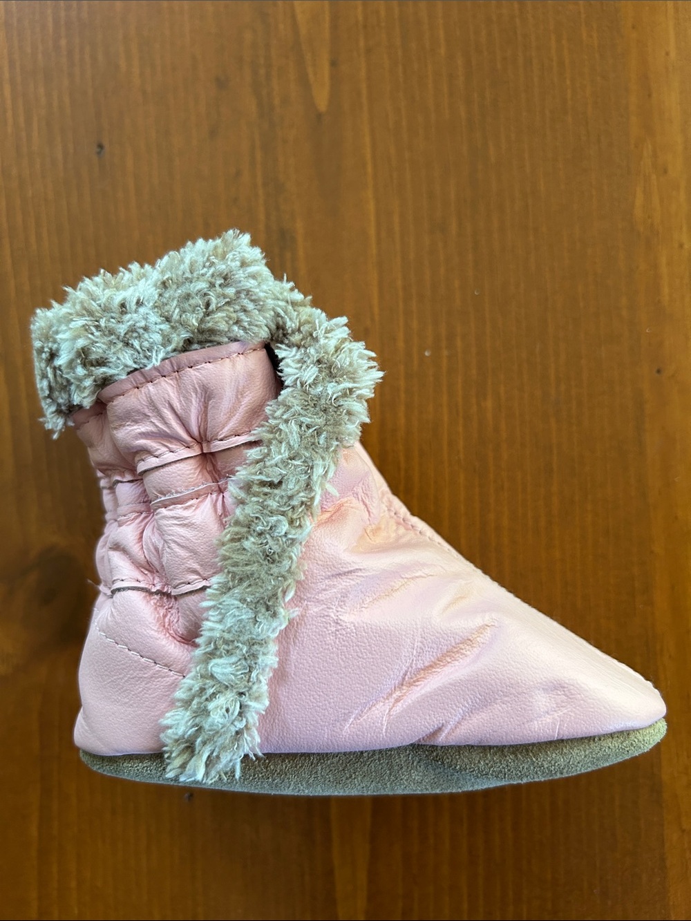 Robeez Soft Pink Faux-Fur Lined Kids Bootie Slipper